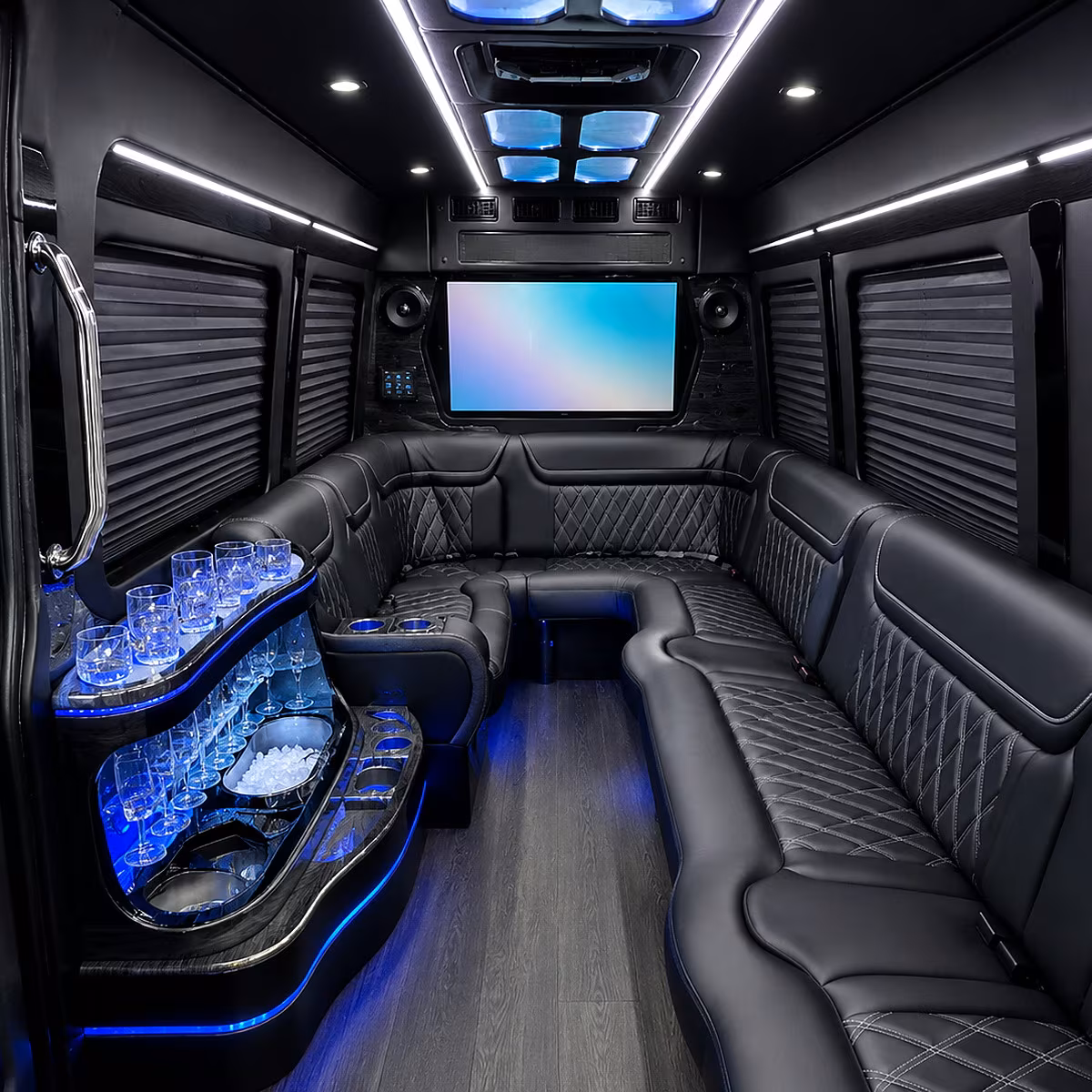 San Diego Birthday, Sweet 16, & Quinceañera Transportation party bus interior