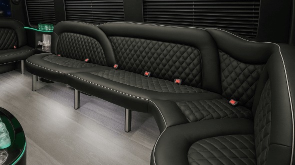 Interior of Charter Bus Company El Cajon's 14 Passenger Sprinter Limousine in El Cajon