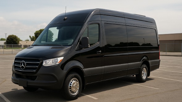 Exterior of Charter Bus Company Santee's 14 Passenger Sprinter Limousine in Santee