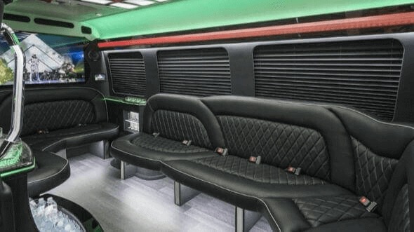 Interior of Charter Bus Company Carlsbad's 18 Passenger Party Bus in Carlsbad