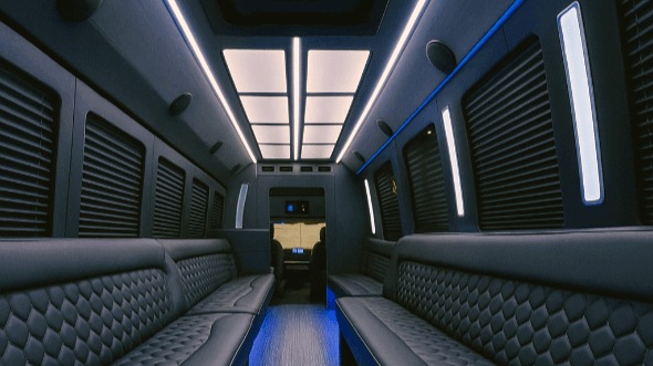 Interior of Charter Bus Company Chula Vista's 20 Passenger Party Bus in Chula Vista