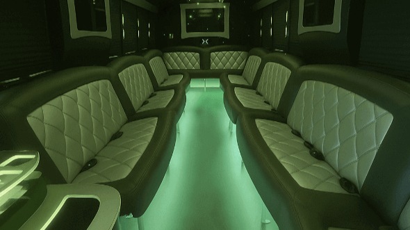 Interior of Charter Bus Company Encinitas's 20 Passenger Party Bus in Encinitas