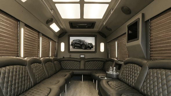 Interior of Charter Bus Company Santee's 20 Passenger Party Bus in Santee