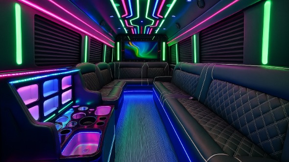 Interior of Charter Bus Company Encinitas's 25 Passenger Party Bus in Encinitas