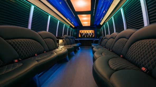 Interior of Charter Bus Company El Cajon's 28 Passenger Party Bus in El Cajon