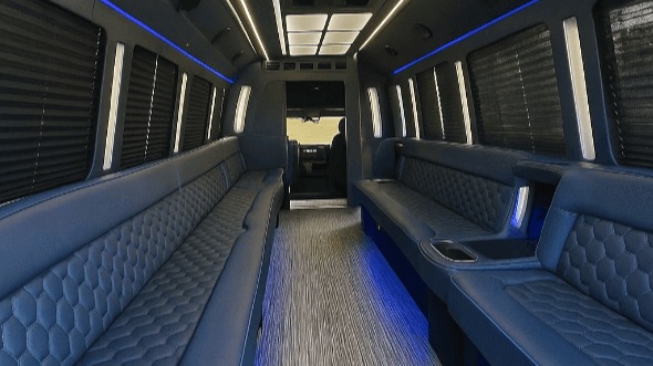 Interior of Charter Bus Company Santee's 30 Passenger Party Bus in Santee