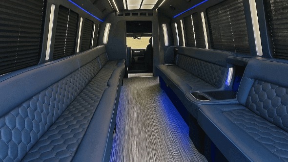 Interior of Charter Bus Company Carlsbad's 40 Passenger Party Bus in Carlsbad