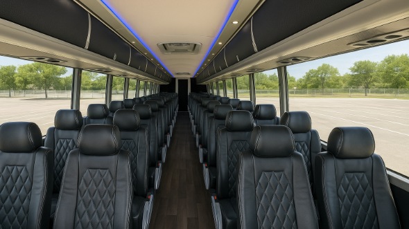 Interior of Charter Bus Company San Diego's 46 Passenger Charter Bus in San Diego