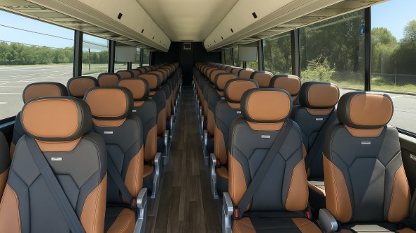 Interior of Charter Bus Company San Diego's 47 Passenger Charter Bus in San Diego