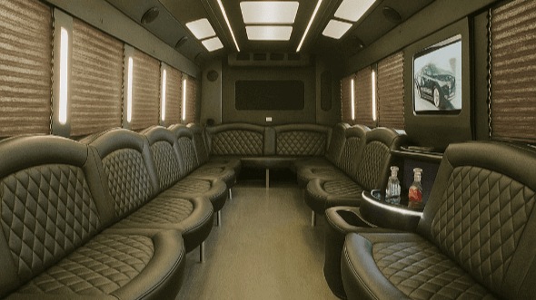 Interior of Charter Bus Company Encinitas's 50 Passenger Party Bus in Encinitas