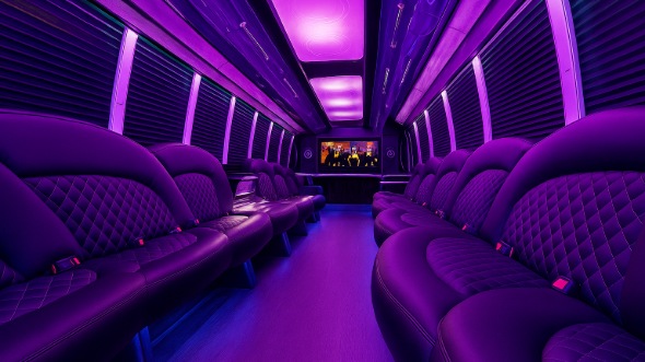 Interior of San Diego Party Bus Company's 50 Passenger Party Bus in San Diego
