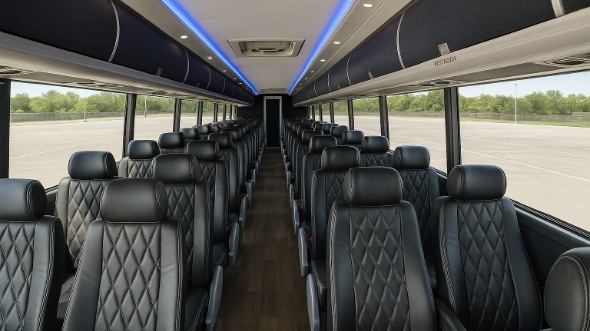 Interior of Charter Bus Company San Diego's 54 Passenger Charter Bus in San Diego