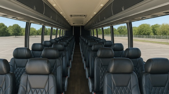 Interior of Charter Bus Company San Diego's 55 Passenger Charter Bus in San Diego